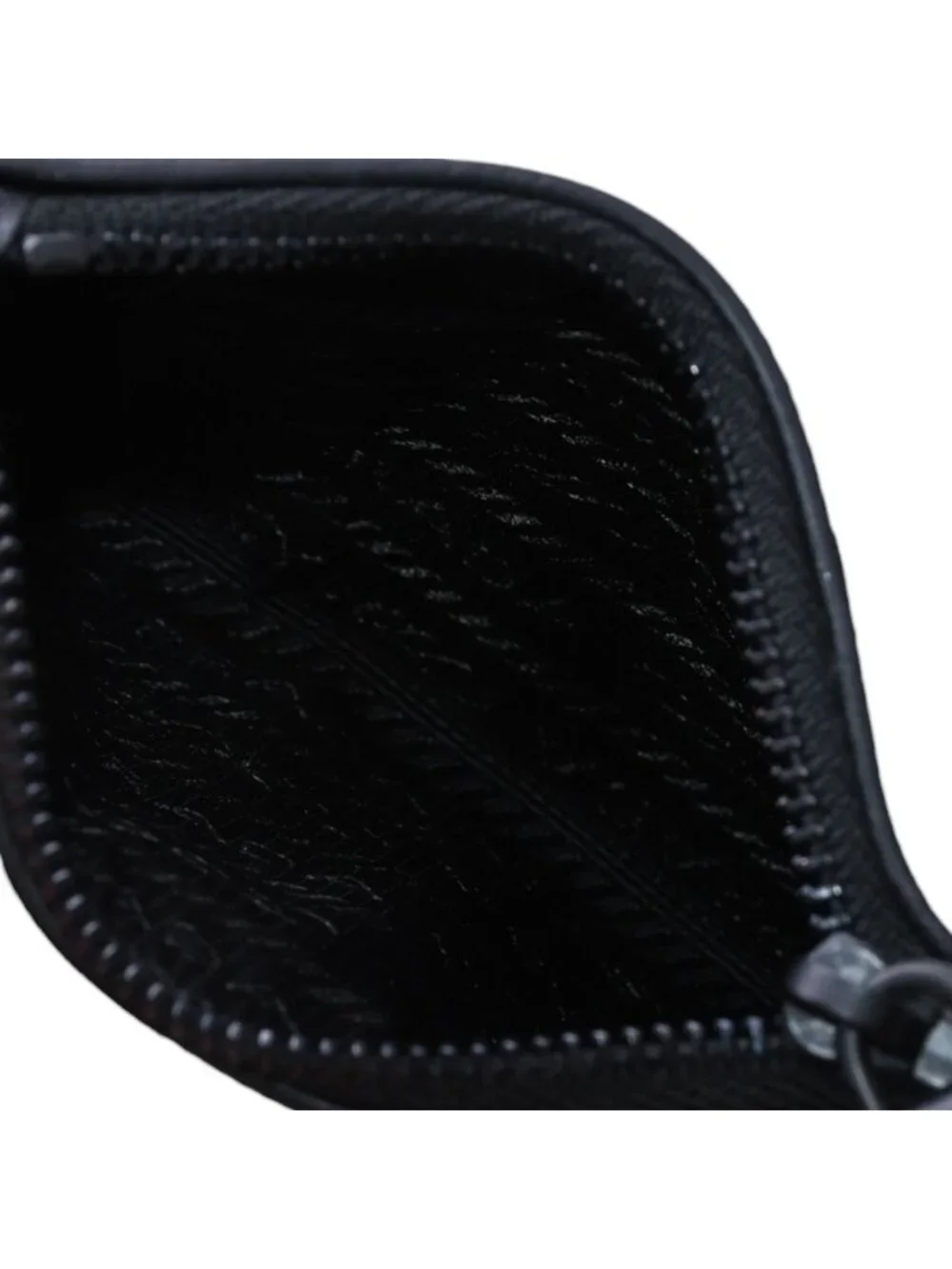 Prada Logo Coin Purse Card Curse Saffano Leather Black Gold